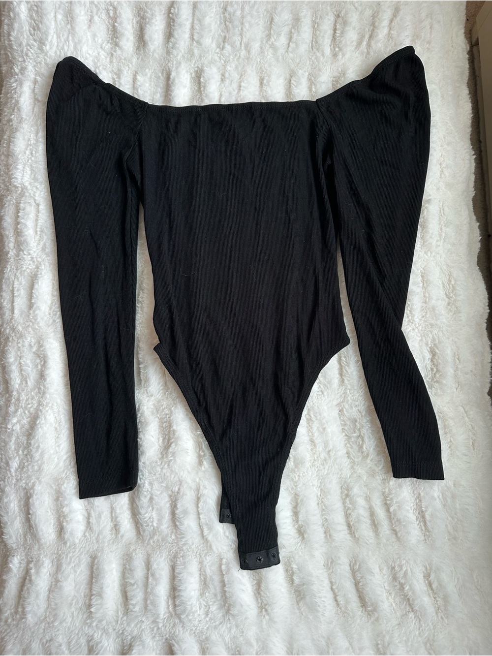 Princess Polly Black Off-Shoulder Long Sleeve Bodysuit Size 2 - Picture 4 of 4